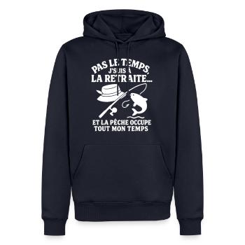 Retraite & pêche - Sweat à capuche Premium bio Homme - bleu marine - Devant - Nico (187cm)