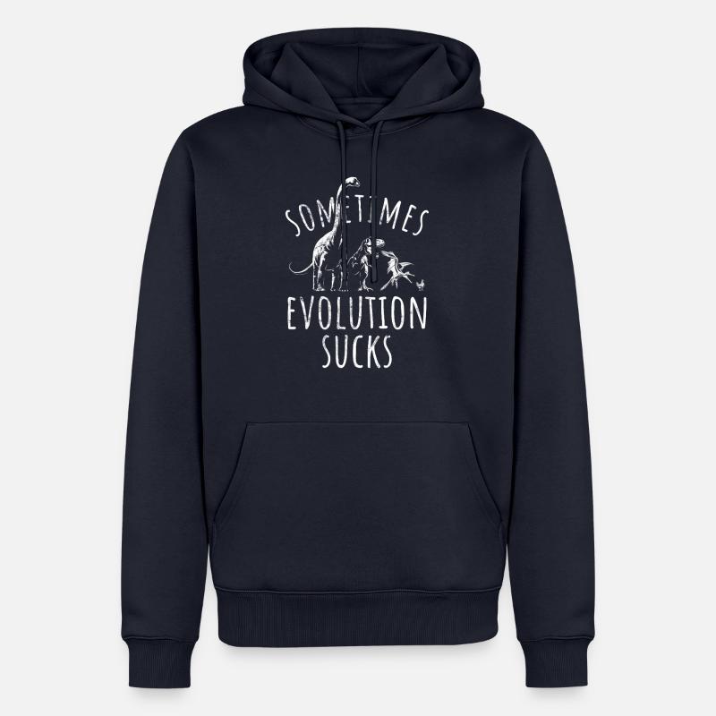 Parfois, l’évolution craint - Dinosaure - Poulet - Sweat à capuche Premium bio Homme - bleu marine