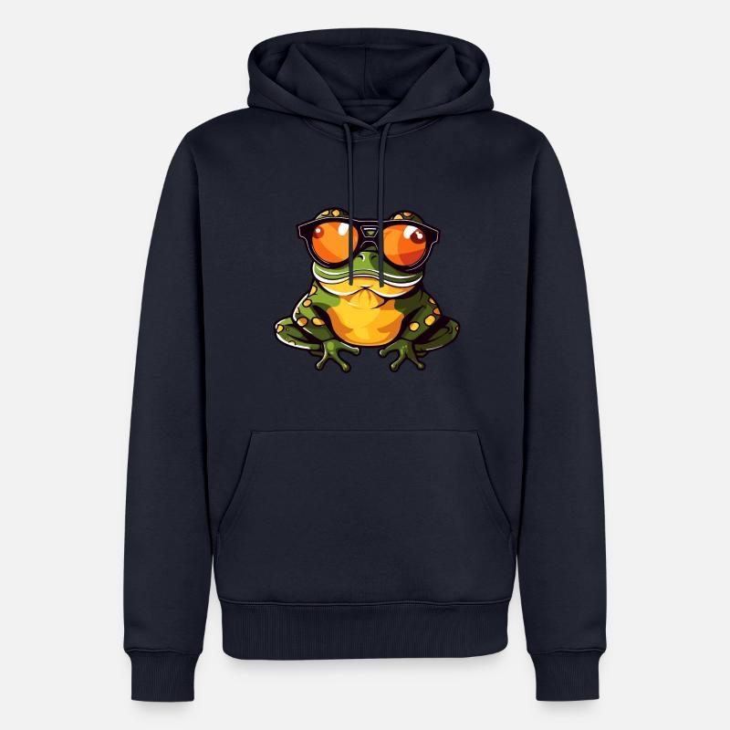 Frosch Lustig Cool - Männer Premium Bio Hoodie - Navy