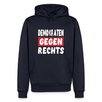 Demokraten Gegen Rechts - Rechts Nein Danke - Männer Premium Bio Hoodie - Navy - Vorne - Nico (187cm)