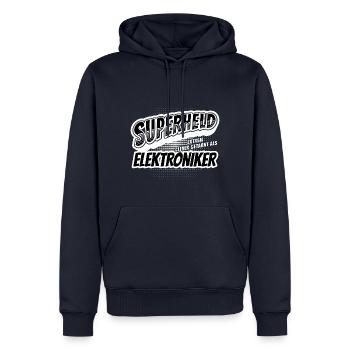 Superheld, clever getarnt als Elektroniker - Männer Premium Bio Hoodie - Navy - Vorne - Nico (187cm)