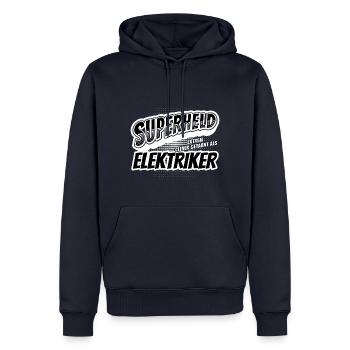 Superheld, clever getarnt als Elektriker - Männer Premium Bio Hoodie - Navy - Vorne - Nico (187cm)