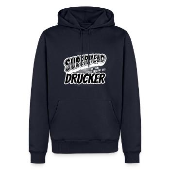 Superheld, clever getarnt als Drucker - Männer Premium Bio Hoodie - Navy - Vorne - Nico (187cm)