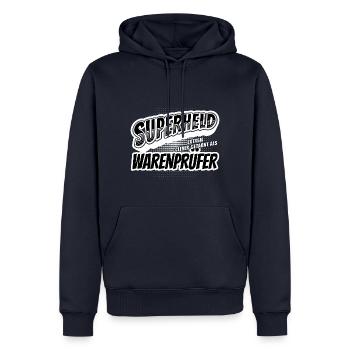 Superheld, clever getarnt als Warenprüfer - Männer Premium Bio Hoodie - Navy - Vorne - Nico (187cm)