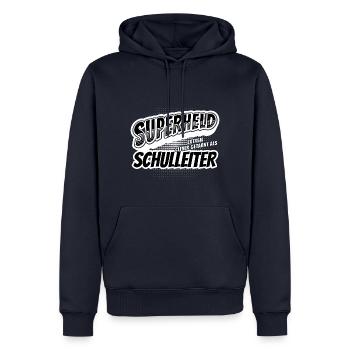 Superheld, clever getarnt als Schulleiter - Männer Premium Bio Hoodie - Navy - Vorne - Nico (187cm)