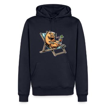 Don't worry be Cappy - Capybara - Urlaub - Männer Premium Bio Hoodie - Navy - Vorne - Nico (187cm)