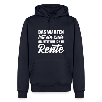 Das Warten hat ein Ende ab jetzt bin ich in Rente - Männer Premium Bio Hoodie - Navy - Vorne - Nico (187cm)