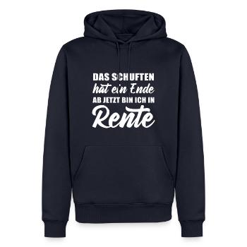 Das Schuften hat ein Ende jetzt bin ich in Rente - Männer Premium Bio Hoodie - Navy - Vorne - Nico (187cm)
