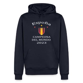 Campeona, España, Spanien, 2023 - Männer Premium Bio Hoodie - Navy - Vorne - Nico (187cm)