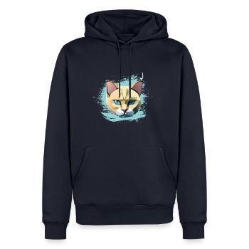 Katze - Männer Premium Bio Hoodie - Navy - Vorne - Nico (187cm)