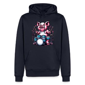 Coole Schwein Trommler Bauernhof Band - Männer Premium Bio Hoodie - Navy - Vorne - Nico (187cm)