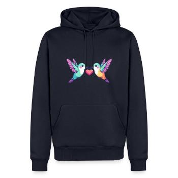 Colibri oiseau couple amour Saint-Valentin - Sweat à capuche Premium bio Homme - bleu marine - Devant - Nico (187cm)