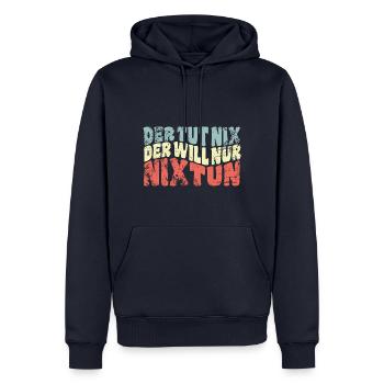 Der tut nix, der will nur nixtun - Spruch - Männer Premium Bio Hoodie - Navy - Vorne - Nico (187cm)