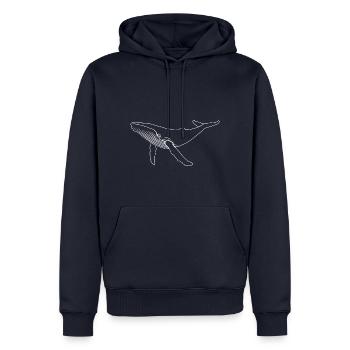 Baleine - baleine à bosse - mammifère marin - cadeau - Sweat à capuche Premium bio Homme - bleu marine - Devant - Nico (187cm)