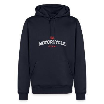 Équipe de motards - Sweat à capuche Premium bio Homme - bleu marine - Devant - Nico (187cm)