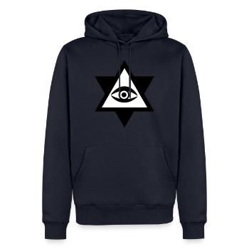 L'oeil de Dieu 2c - Sweat à capuche Premium bio Homme - bleu marine - Devant - Nico (187cm)