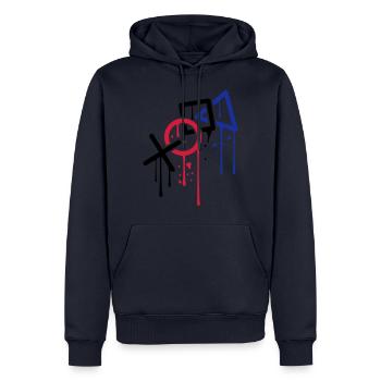 tropfen graffiti controller kontur cool X viereck - Männer Premium Bio Hoodie - Navy - Vorne - Nico (187cm)