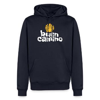 Buen Camino | Camino de Santiago | Santiago - Men’s Premium Organic Hoodie - navy - Front - Nico (187cm)