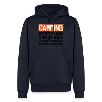 Camping Beschreibung Verwahrlosung Erholung - Männer Premium Bio Hoodie - Navy - Vorne - Nico (187cm)