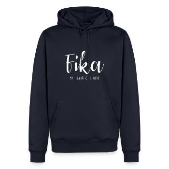 Fika My favorite F-Word - Sweat à capuche Premium bio Homme - bleu marine - Devant - Nico (187cm)