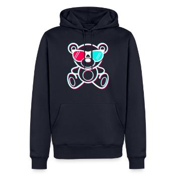 Teddy Ours Tiktok🔴🔵 - Sweat à capuche Premium bio Homme - bleu marine - Devant - Nico (187cm)