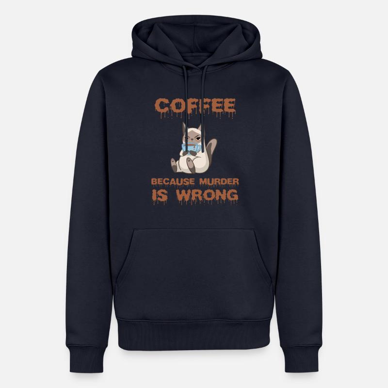 Coffee because Murder is wrong Katze Geschenk - Männer Premium Bio Hoodie - Navy