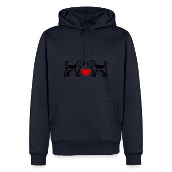 Beagle Hund Beagles 2 Hunde Liebe Herz - Männer Premium Bio Hoodie - Navy - Vorne - Nico (187cm)