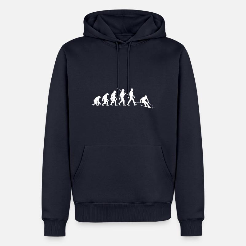Evolution Ski - Skifahrer - Wintersport - Männer Premium Bio Hoodie - Navy