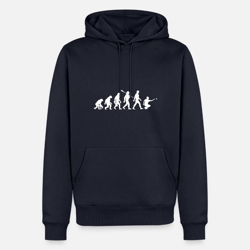 Evolution - Boule - Pétanque - Sweat à capuche Premium bio Homme - bleu marine