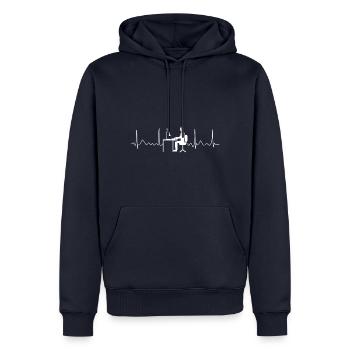 Ordinateur Heartbeat Office Gamer Développeur Admin IT - Sweat à capuche Premium bio Homme - bleu marine - Devant - Nico (187cm)