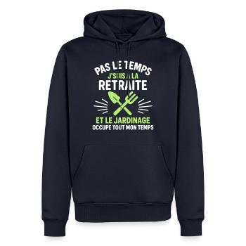 Retraite & jardinage cadeau départ à la retraite - Sweat à capuche Premium bio Homme - bleu marine - Devant - Nico (187cm)