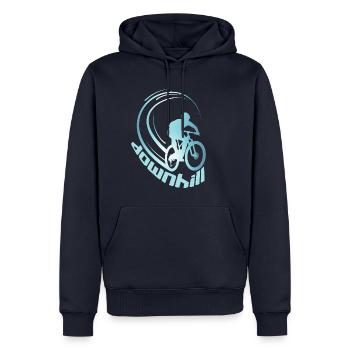 VTT de descente VTT - Sweat à capuche Premium bio Homme - bleu marine - Devant - Nico (187cm)