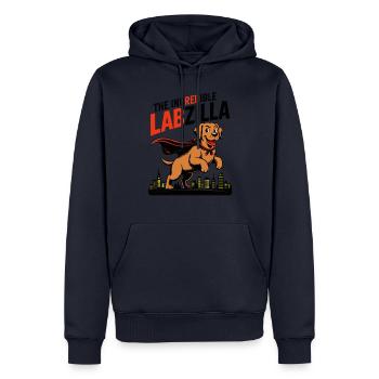 Labzilla – Labrador roux en mode monstre - Sweat à capuche Premium bio Homme - bleu marine - Devant - Nico (187cm)