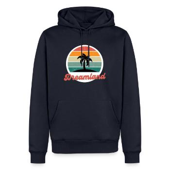 Dreamland - Sweat à capuche Premium bio Homme - bleu marine - Devant - Nico (187cm)