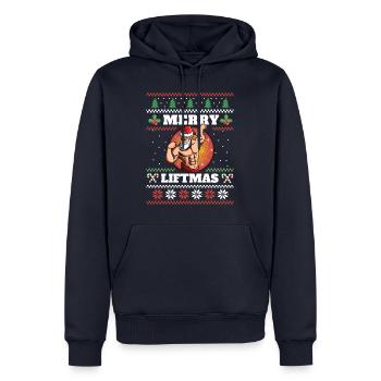 Motif de Noël liftant - Sweat à capuche Premium bio Homme - bleu marine - Devant - Nico (187cm)