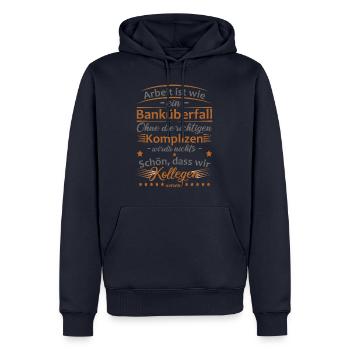 Jobwechsel Kollegen Abschied Abschiedsgeschenk Job - Männer Premium Bio Hoodie - Navy - Vorne - Nico (187cm)