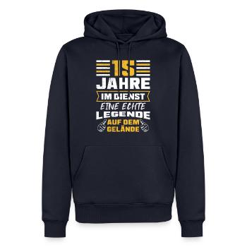 Firmenjubiläum 15 Jahre Dienstjubiläum - Männer Premium Bio Hoodie - Navy - Vorne - Nico (187cm)