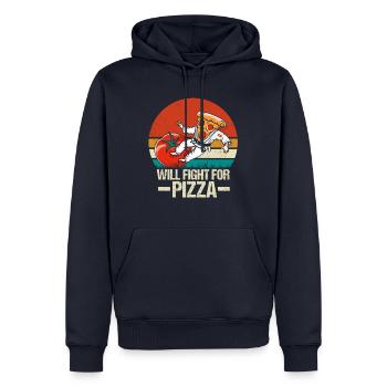 Wird für Pizza Karate kämpfen - Männer Premium Bio Hoodie - Navy - Vorne - Nico (187cm)