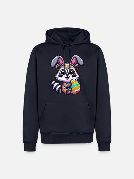 Oster-Waschbär in Ei-Verkleidung Cartoon - Männer Premium Bio Hoodie - Navy