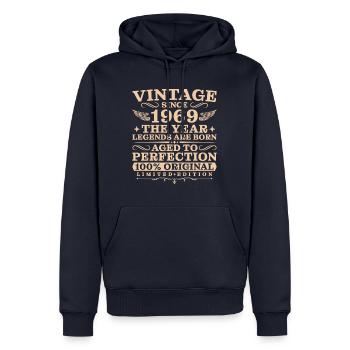 55. Geburtstag Vintage Jahrgang 1969 - Männer Premium Bio Hoodie - Navy - Vorne - Nico (187cm)