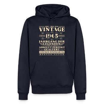 60 Jahre Vintage 1965 Jahrgang 60 Geburtstag - Männer Premium Bio Hoodie - Navy - Vorne - Nico (187cm)