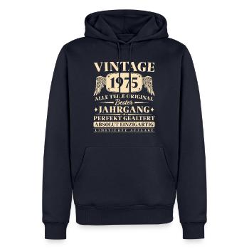 Vintage 1975 Jahrgang 50 Geburtstag - Männer Premium Bio Hoodie - Navy - Vorne - Nico (187cm)