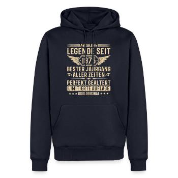 Jahrgang 1975 Perfekt Gealtert 50. Geburtstag - Männer Premium Bio Hoodie - Navy - Vorne - Nico (187cm)