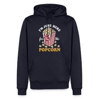 I'm just here for the Popcorn - knusprig & lecker - Männer Premium Bio Hoodie - Navy - Vorne - Nico (187cm)