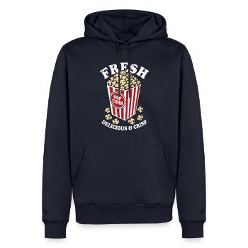 Frisches Popcorn - knusprig, lecker - Geschenk - Männer Premium Bio Hoodie - Navy - Vorne - Nico (187cm)