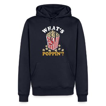 What's poppin'? Frisches Popcorn - knusprig - Männer Premium Bio Hoodie - Navy - Vorne - Nico (187cm)