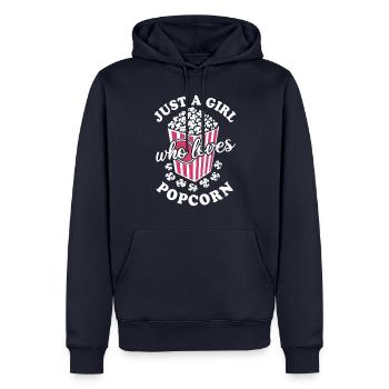 Just a girl who loves Popcorn - knusprig & lecker - Männer Premium Bio Hoodie - Navy - Vorne - Nico (187cm)
