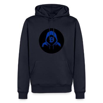 Bitcon BTC Sign Crypto - Männer Premium Bio Hoodie - Navy - Vorne - Nico (187cm)
