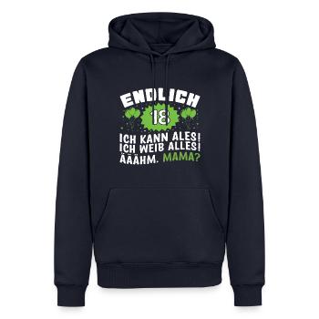 Endlich 18 - 18. Geburtstag - Männer Premium Bio Hoodie - Navy - Vorne - Nico (187cm)