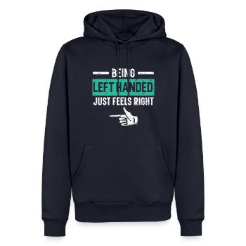 Being left-handed just feels right - Men’s Premium Organic Hoodie - navy - Front - Nico (187cm)